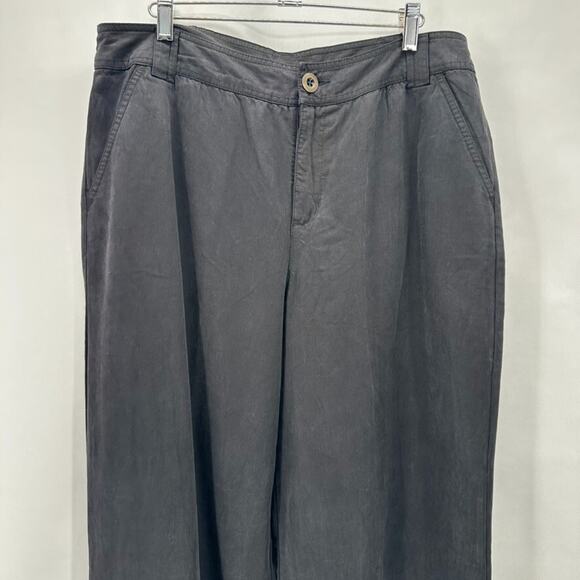 Sundance Wide‎ Leg Pants Womens 12 Black 100% Tencel Pockets Coastal Preppy City - Picture 2 of 11